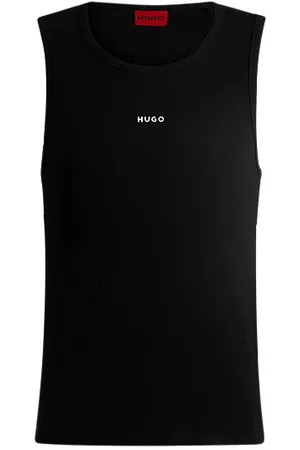 HUGO BOSS Geribde tanktop van stretchkatoen met logoprint