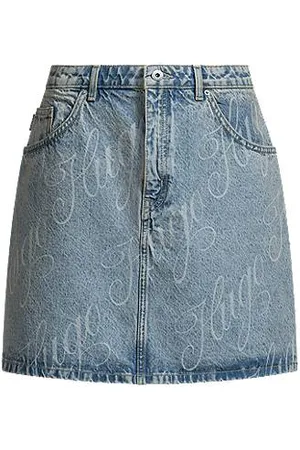 HUGO BOSS Minirok van stevig denim met logoprint