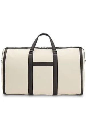 HUGO BOSS Canvas weekendtas met leren details