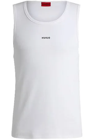 HUGO BOSS Geribde tanktop van stretchkatoen met logoprint