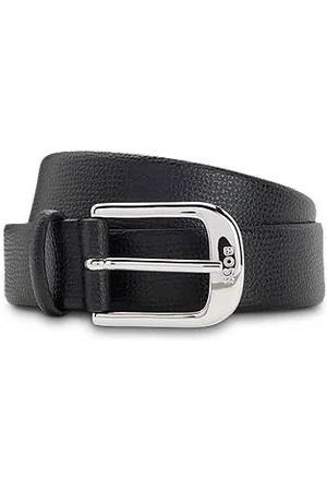 HUGO BOSS Riem van generfd Italiaans leer met logogesp