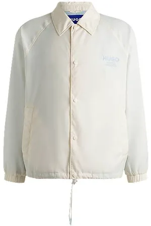HUGO BOSS Regular-fit waterafstotend coachjack met logoprints