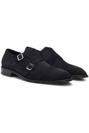 HUGO BOSS Suède schoenen met dubbele gesp