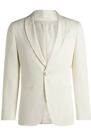 HUGO BOSS Slim-fit smokingjasje van zijde en linnen