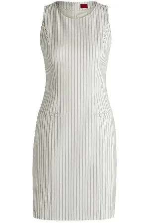 HUGO BOSS Shiftdress van stretchmateriaal met krijtstrepen