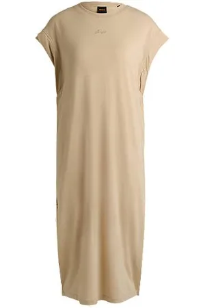 HUGO BOSS Jurk van een katoenmix met handgeschreven logo
