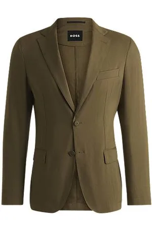HUGO BOSS Modern-fit colbert van een elastische linnenmix