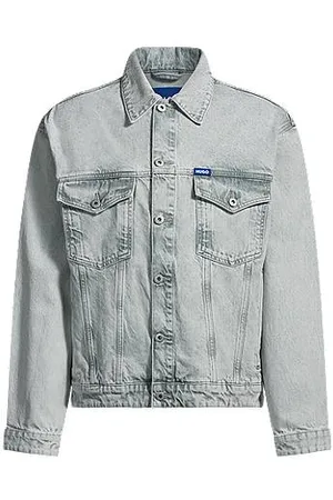 HUGO BOSS Regular-fit jas van stonewashed denim