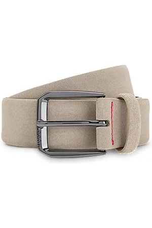 HUGO BOSS Riem van Italiaanse suède met rechthoekige logogesp