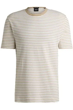 HUGO BOSS Regular-fit T-shirt van katoen en linnen