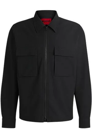 HUGO BOSS Oversized-fit overshirt van waterafstotend seersucker