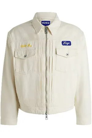 HUGO BOSS Jack van katoenen twill met ‘Motor Club’-borduursel
