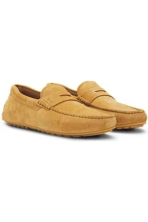 HUGO BOSS In Portugal vervaardigde loafers in mocassinstijl van suède met uitsparing