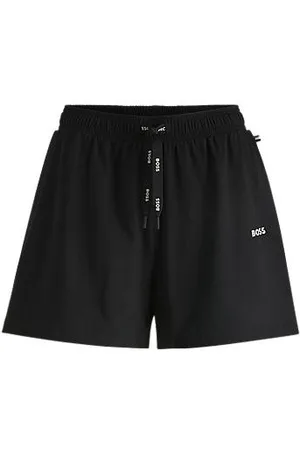 HUGO BOSS Pyjamashort met trekkoord en logoprint van stretchkatoen