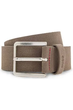 HUGO BOSS Riem van suède met zilverkleurige gesp