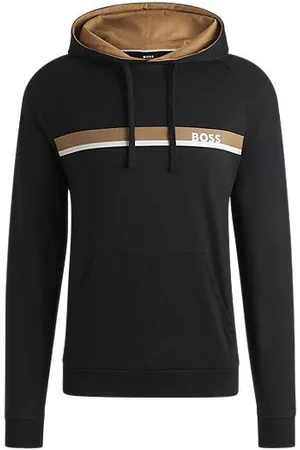 HUGO BOSS Hoodie van katoenen badstof met strepen