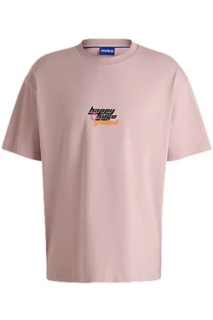 HUGO BOSS Oversized-fit T-shirt van katoen met Happy -logo