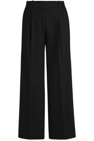 HUGO BOSS Regular-fit broek van een linnenmix