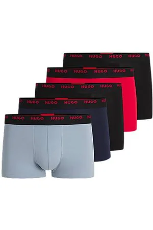 HUGO BOSS Set van vijf korte boxershorts met logotailleband van stretchkatoen
