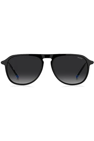 HUGO BOSS Zonnebril van acetaat met ronde metalen pootjes