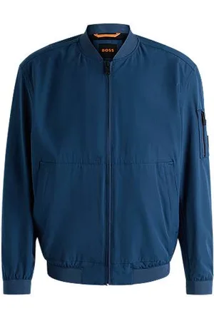 HUGO BOSS Softshell-bomberjack van gekreukt vierzijdig stretchmateriaal