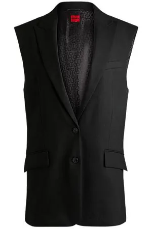 HUGO BOSS Mouwloze oversized-fit blazer van een linnenmix