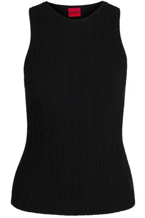HUGO BOSS Mouwloze top met racerback van geribbeld crêpemateriaal