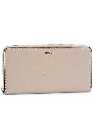 HUGO BOSS Leren portemonnee met kiezelstructuur, rits rondom en logoletters
