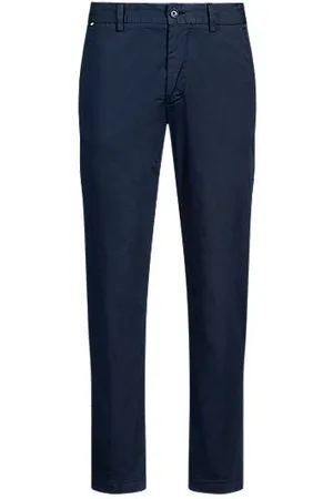 HUGO BOSS Slim-fit satijnen broek van een katoenmix