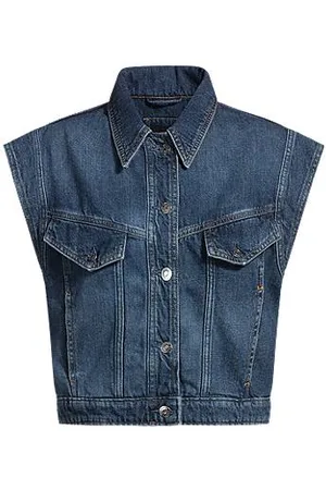 HUGO BOSS Boxy-fit, mouwloos jasje van indigo denim