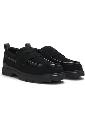 HUGO BOSS Loafers van suède met decoraties van imitatieleer