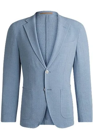 HUGO BOSS Slim-fit seersucker blazer van een wolmix met zijde