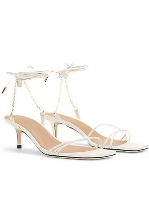 HUGO BOSS Leren sandalen met goudkleurig schakelkettinkje