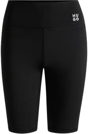 HUGO BOSS Fietsshort van stretchjersey met tweedelig logo