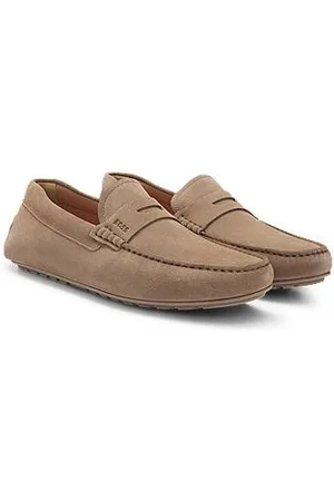 HUGO BOSS In Portugal vervaardigde loafers in mocassinstijl van suède met uitsparing