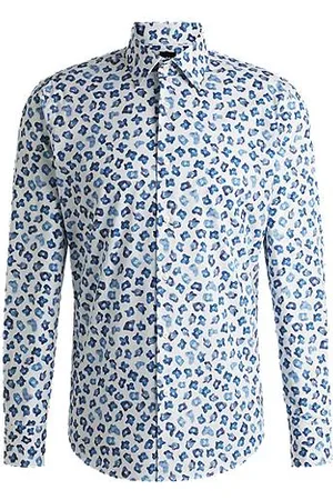 HUGO BOSS Regular-fit popeline overhemd van stretchkatoen met bloemenprint