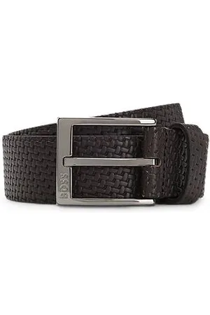 HUGO BOSS Leren riem met geweven effect