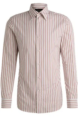 HUGO BOSS Slim-fit overhemd van gestreepte Italiaanse katoen