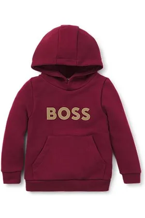 HUGO BOSS Fleece kinderhoodie van een katoenmix met logodetail
