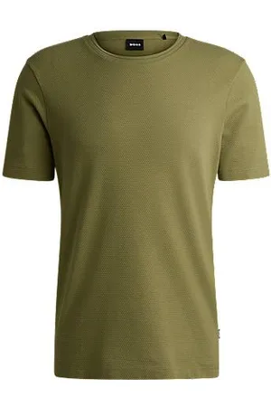HUGO BOSS T-shirt van een katoenmix met bobbelige jacquardstructuur