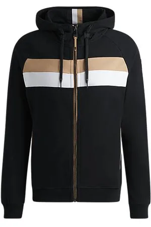 HUGO BOSS Hoodie voor ruiters van Italiaanse stretchkatoen met ritssluiting