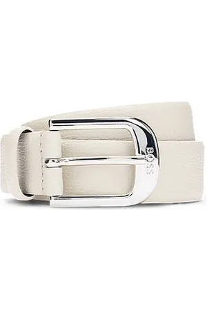 HUGO BOSS Riem van Italiaans fabricaat van generfd leer met logogesp