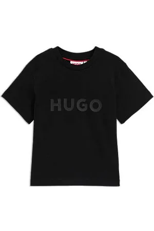 HUGO BOSS Katoenen T-shirt voor kinderen met tweedelige logoprint