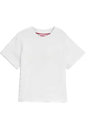 HUGO BOSS Katoenen T-shirt voor kinderen met tweedelige logoprint