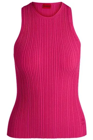HUGO BOSS Mouwloze top met racerback van geribbeld crêpemateriaal