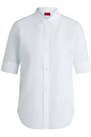 HUGO BOSS Regular-fit blouse van katoenen canvas
