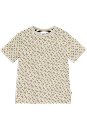 HUGO BOSS Slim-fit T-shirt voor kinderen van katoen met monogramprint