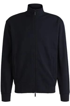 HUGO BOSS X ASTON MARTIN jersey jas met leren streep met perforaties