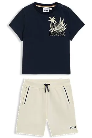 HUGO BOSS Shorts en T-shirt voor kinderen met creatief kunstwerk