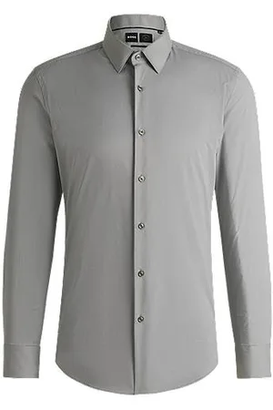 HUGO BOSS Slim-fit overhemd van gestructureerd hoogwaardig stretchmateriaal